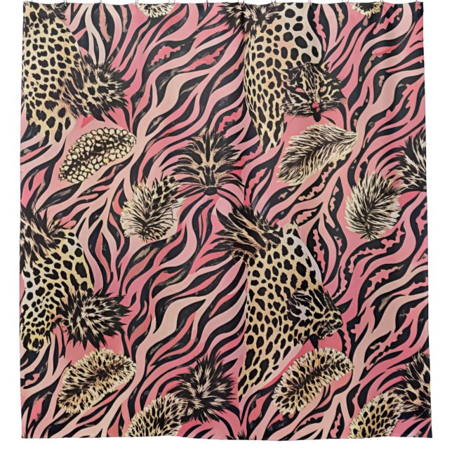 Pink Animal Print Fusion - Seamless Pattern Shower Curtain (Front)
