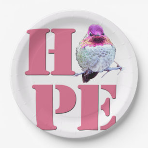 Pink Anna's Hummingbird Photo HOPE Paper Plate