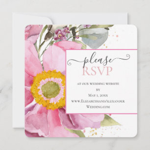 Pink Annemone Floral Wedding Website RSVP