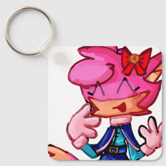 Pink Anthro Cartoon Animal Keychain