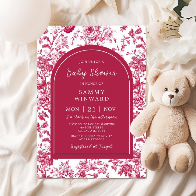 Pink Antique Chinoiserie Baby Shower Invitation (Creator Uploaded)