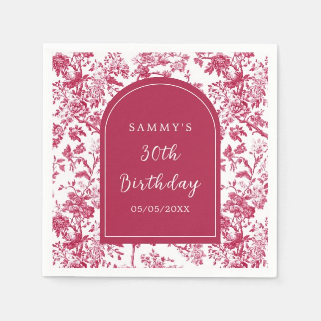 Pink Antique Chinoiserie Birthday Party Napkin (Front)