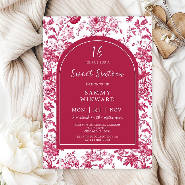 Pink Antique Chinoiserie Sweet Sixteen Invitation (Creator Uploaded)
