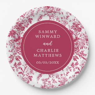 Pink Antique Chinoiserie Wedding Paper Plate