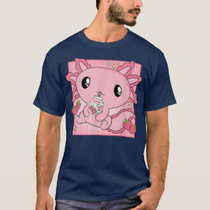 Pink Aolotl Strawberry Milk Shake Kawaii Japanese T-Shirt