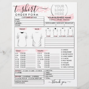 Pink Apparel T-shirt Print Order Form Flyer