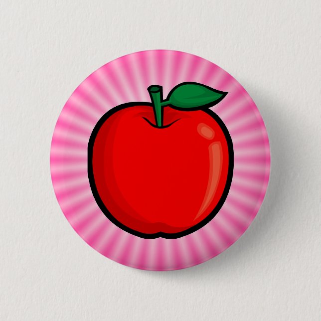 Pink Apple 6 Cm Round Badge (Front)
