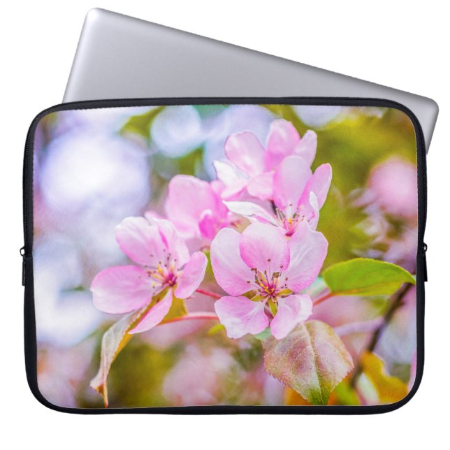 Pink Apple Blossom Laptop Sleeve (Front)