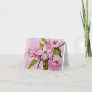 Pink Apple Blossoms in Watercolor Thank You Card