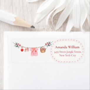 Pink Apple Clothesline Baby Shower Return Address Label