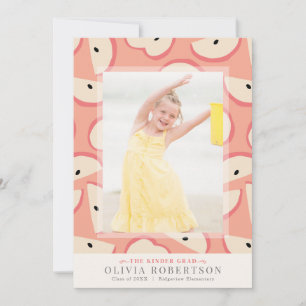 Pink Apple Girl Photo Graduation Announcement