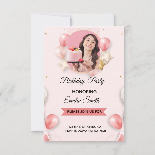Pink Aprés Ski Skiing Birthday Invitation (Front)