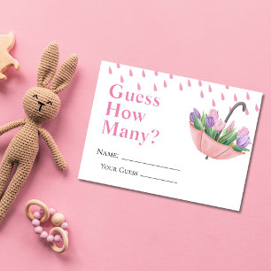 Pink April Showers Guess How Many Game Card