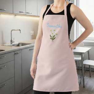 pink Apron for Women with Daisies