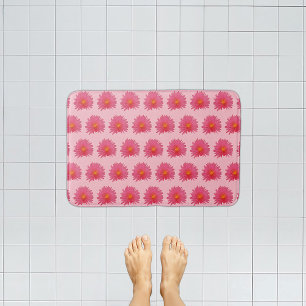 Pink Aptenia Flower Seamless Pattern on Bath Mat