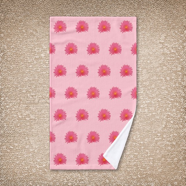 Pink Aptenia Flower Seamless Pattern on Hand Towel (Pink Aptenia flower seamless pattern on hand towel)