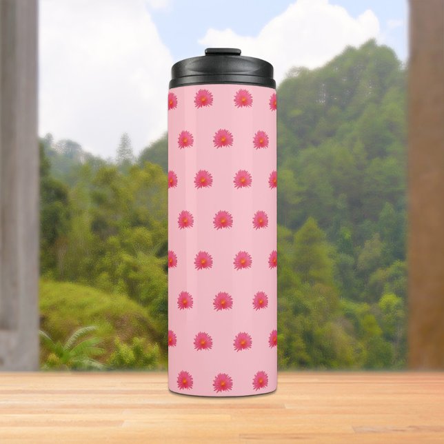 Pink Aptenia Flower Seamless Pattern on Thermal Tumbler (Pink Aptenia flower seamless pattern on thermal tumbler)