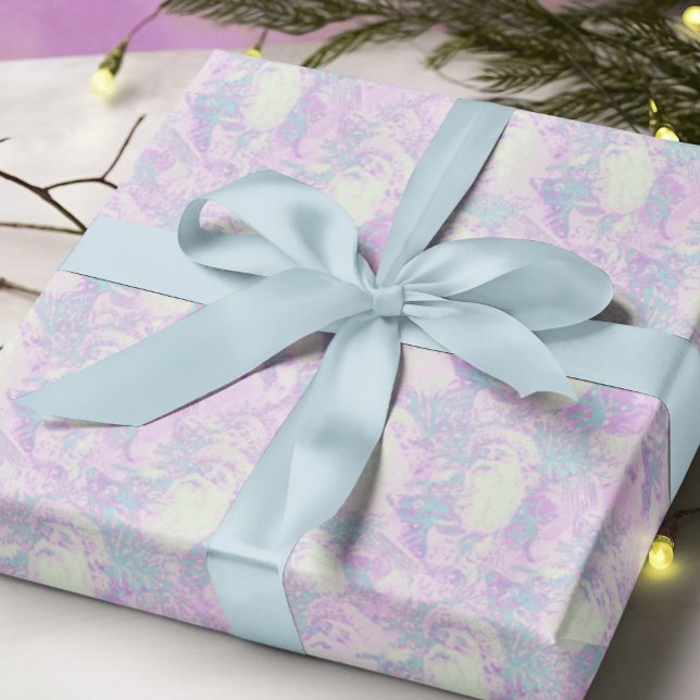 pink + aqua antique santa claus pattern christmas wrapping paper (Creator Uploaded)