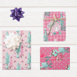 Pink Aqua Blue Colourful Christmas Gingerbread Tre Wrapping Paper Sheet<br><div class="desc">This design may be personalised by choosing the Edit Design option. You may also transfer onto other items. Contact me at colorflowcreations@gmail.com or use the chat option at the top of the page if you wish to have this design on another product or need assistance. See more of my designs...</div>