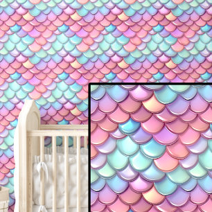 Pink Aqua Blue Mermaid Tail Scales  Wallpaper