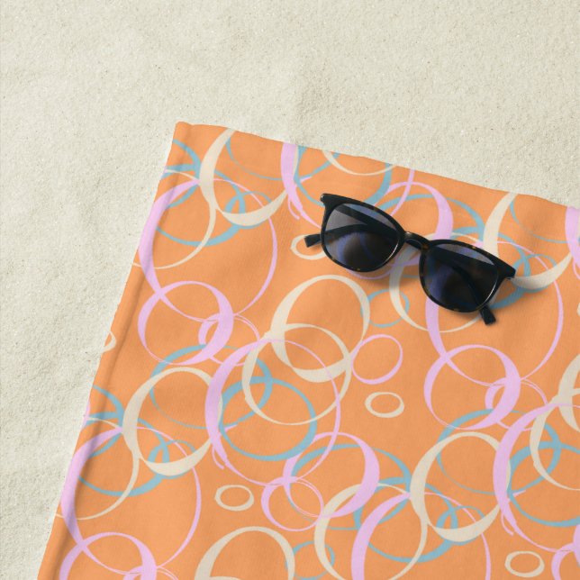 Pink Aqua Cream Pastel Bubbles on Orange Beach Towel (In Situ)