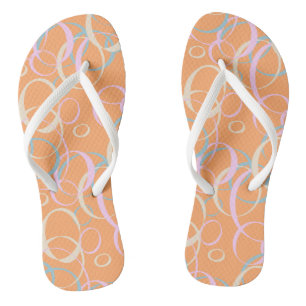 Pink Aqua Cream Pastel Bubbles on Orange Thongs