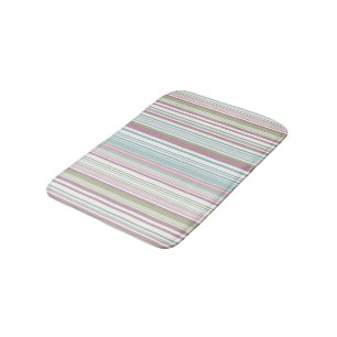 Pink, Aqua, mint, spring rain and mauve stripes Bath Mat
