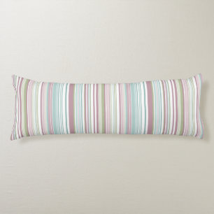 Pink, Aqua, mint, spring rain and mauve stripes Body Cushion