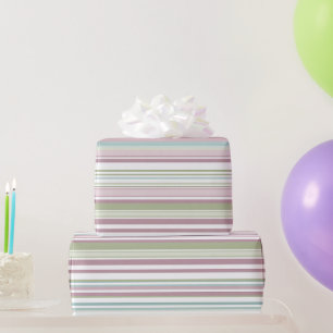 Pink, Aqua, mint, spring rain and mauve stripes Wrapping Paper