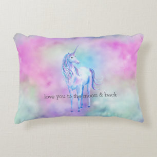 Pink Aqua Purple Unicorn       Decorative Cushion