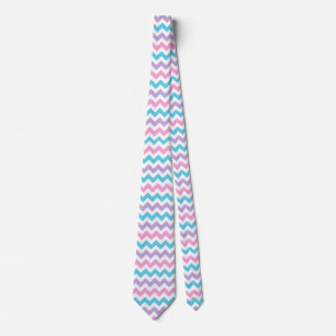 Pink, Aqua, Purple, White Chevrons Pattern Tie
