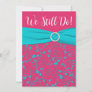 Pink, Aqua Swirls Anniversary Invitation