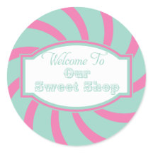 Pink Aqua Welcome to Our sweet shop Sticker