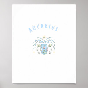 Pink Aquarius, zodiac, star sign print 