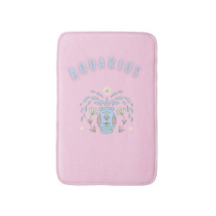 Pink Aquarius, zodiac, star sign print Bath Mat