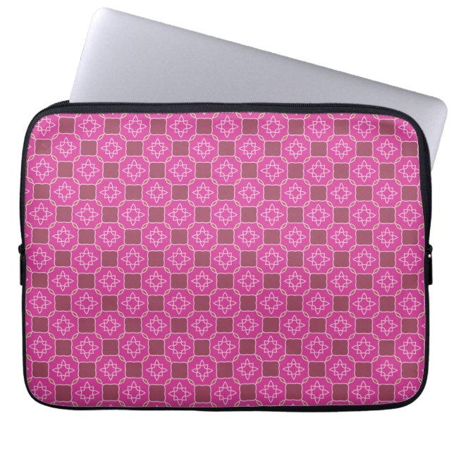 Pink Arabesque Star Floral Seamless Pattern Laptop Sleeve (Front)