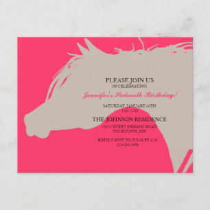 Pink Arabian Horse Head Birthday Party Invitation