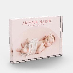 Pink Arch Baby Photo Keepsake Block