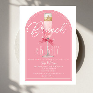 Pink Arch Champagne Brunch & Bubbly Bridal Shower Invitation