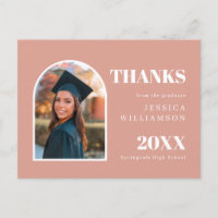 Pink Arch Modern Photo Graduation Thank You