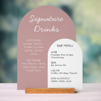 Pink Arch Wedding Bar Sign Custom Display