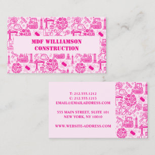 pink Architectural Blueprint Engineer Pattern Business Card