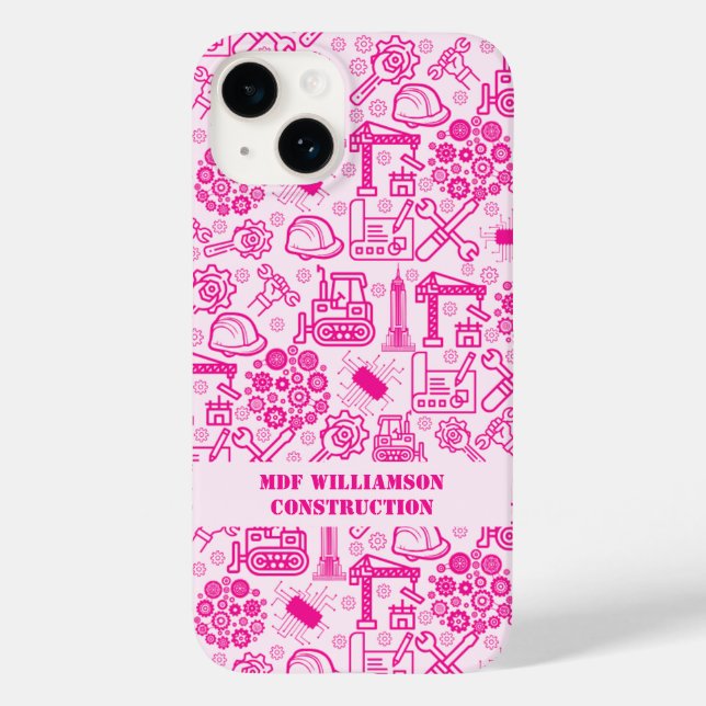 pink Architectural Blueprint Engineer Pattern Case-Mate iPhone Case (Back)