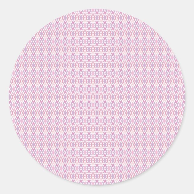 Pink Argyle Classic Round Sticker (Front)