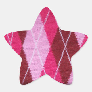 Pink Argyle Cosiness Star Sticker