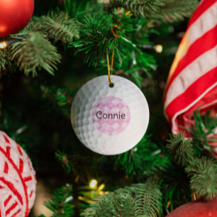 Pink Argyle Golf Lover Personalized Ornament