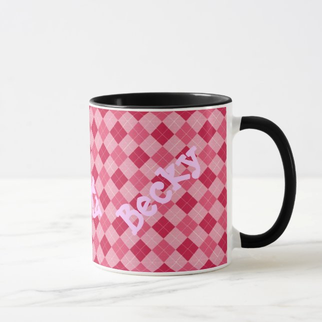 Pink Argyle Monogram Mug (Right)