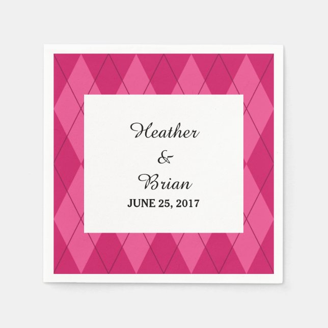 Pink Argyle Paper Napkins (Front)