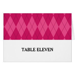 Pink Argyle Table Number Card