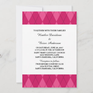 Pink Argyle Wedding Invite